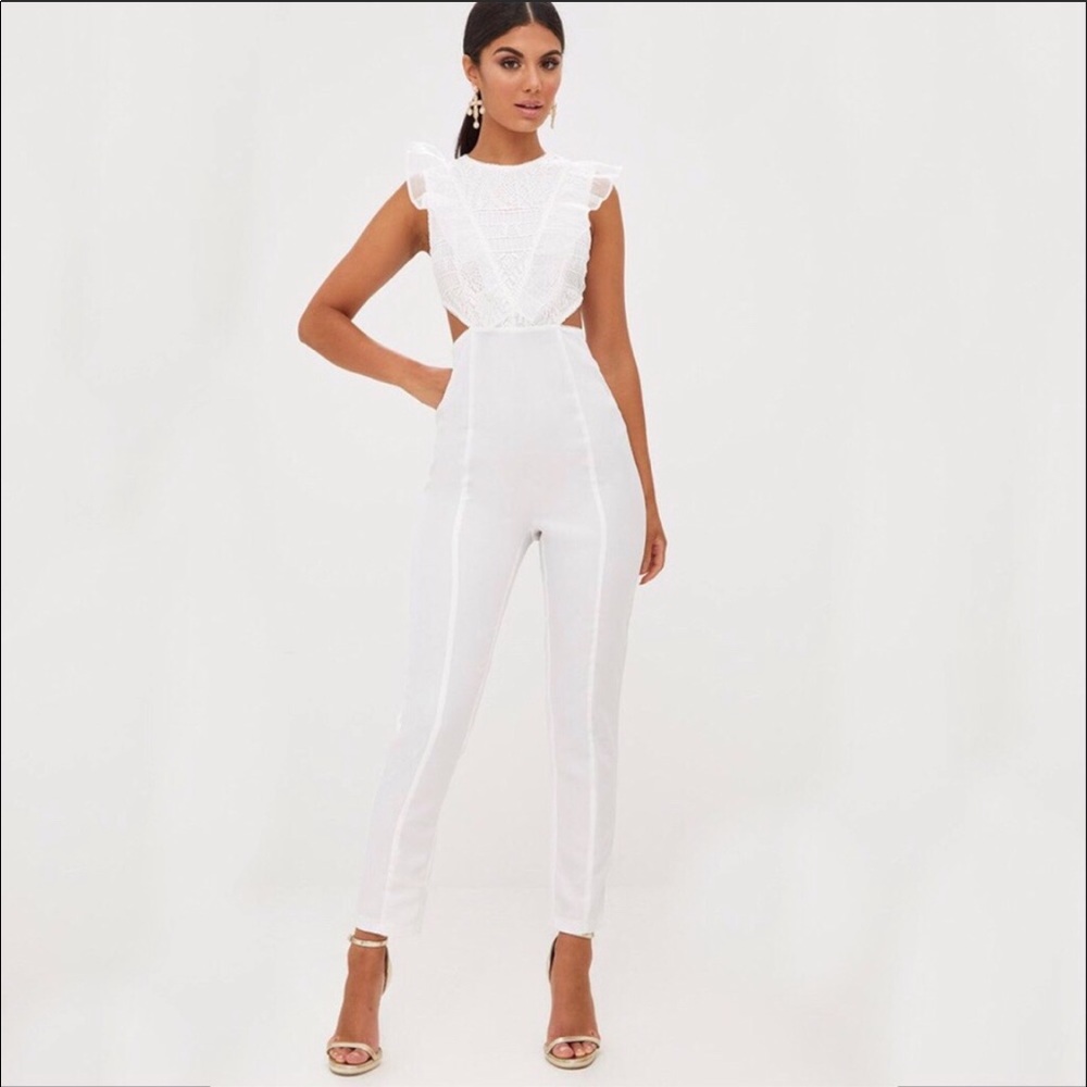 PrettyLittleThings white jumpsuits NWT size 6